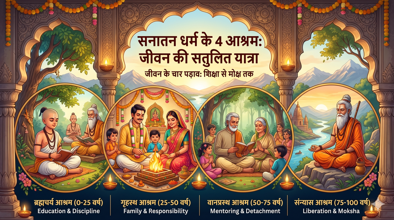 सनातन धर्म के 4 आश्रम: एक Balanced और Stress-Free Life का सीक्रेट